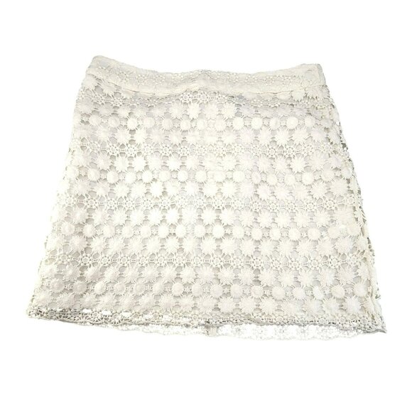 White Lace Mini Skirt By H&M Divided Size 2 Floral Crochet Womens JJ3935 - Picture 3 of 8